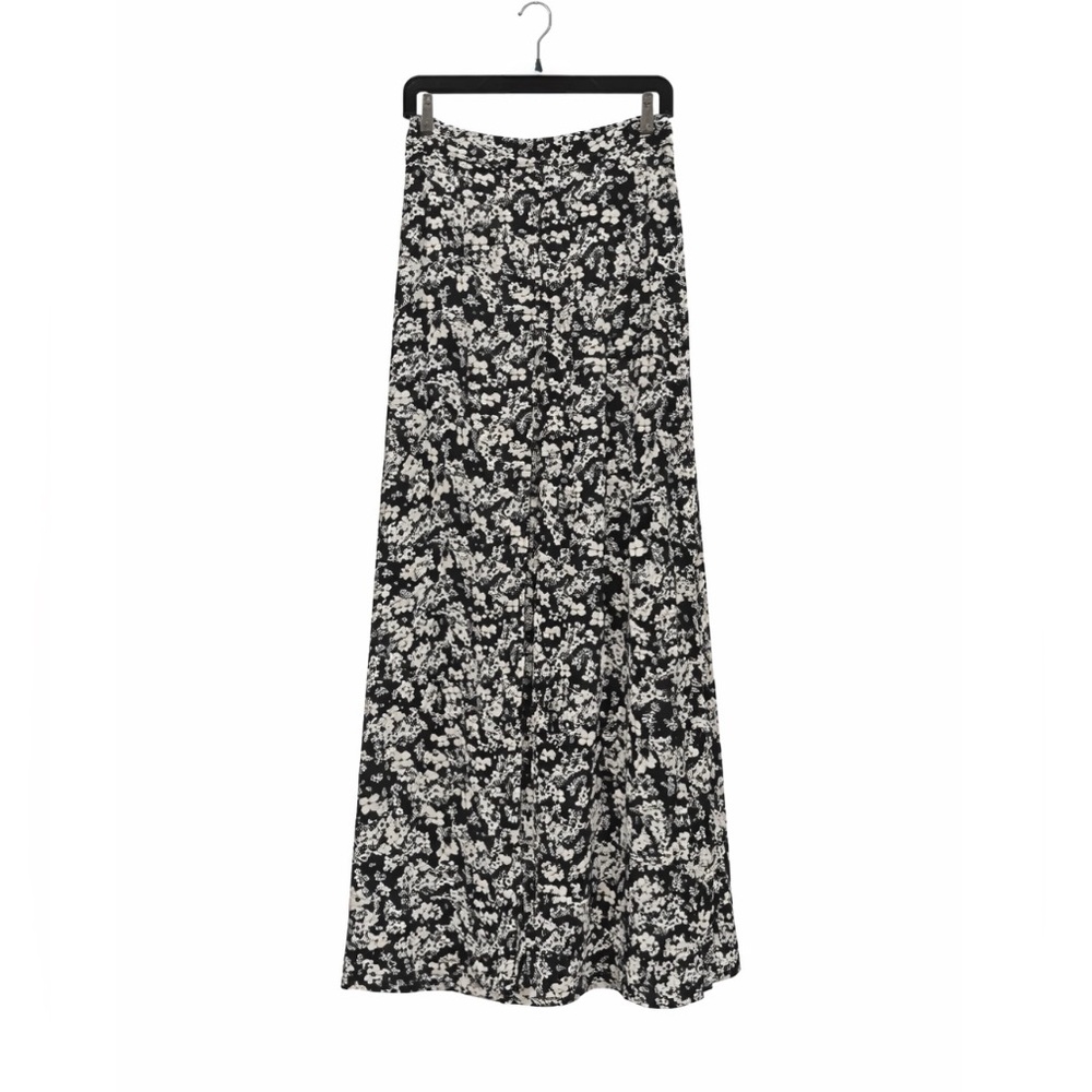 Express Black and White Floral Maxi Skirt with Front Slit - Size XS